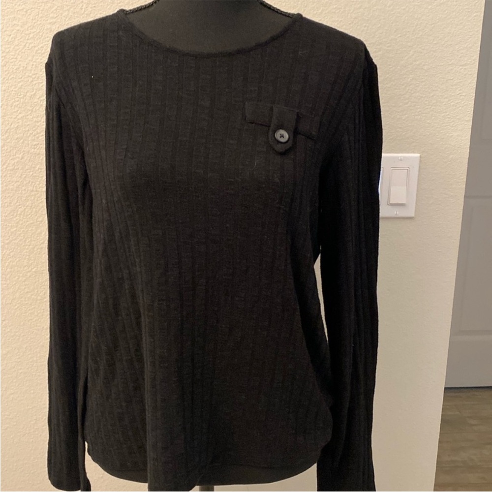 Lord and Taylor Black Ribbed Women's Top